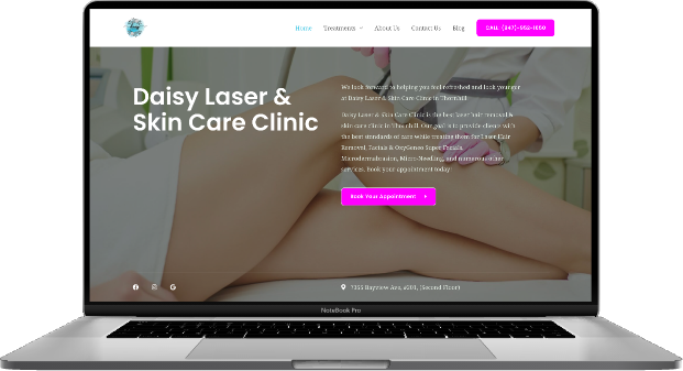 Daisy Laser PPC - home page displayed on a laptop