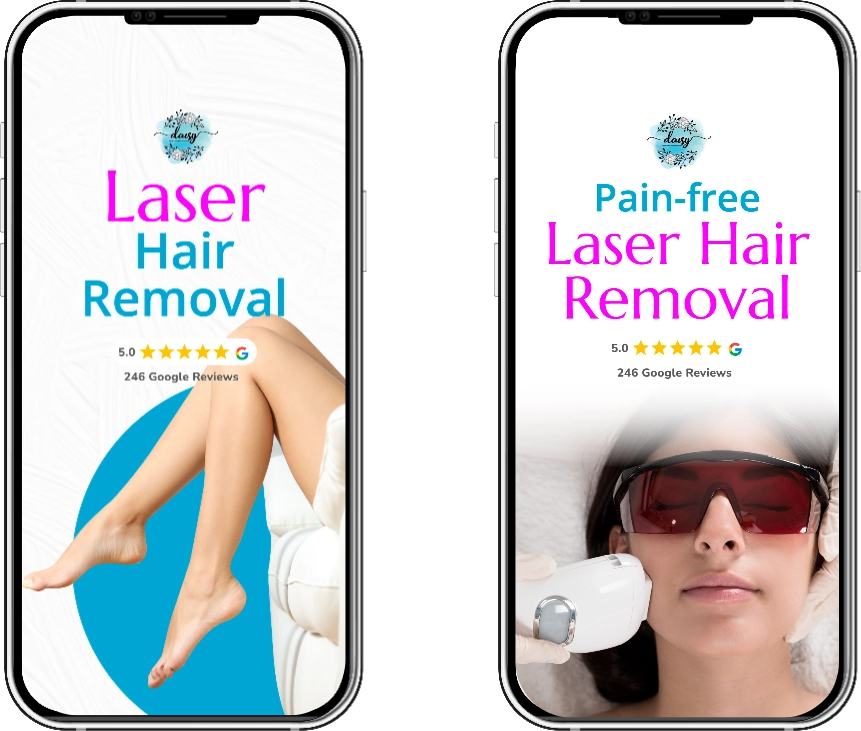 Daisy Laser PPC - mobile version of the website displayed on a phone