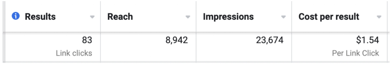 Daisy Laser PPC - results, reach, impressions, and cost per result tables