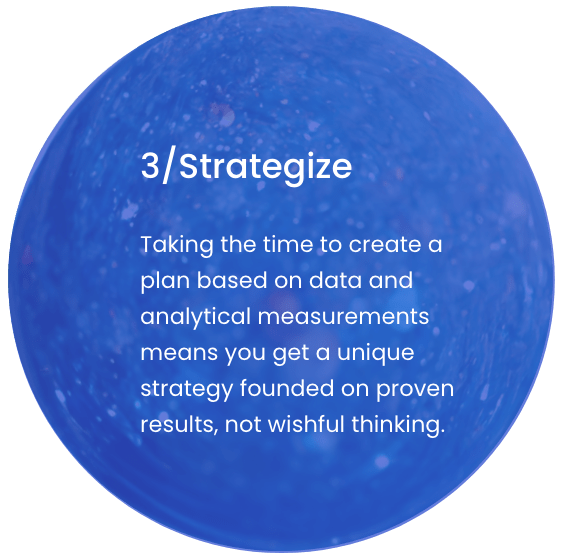 a blue sphere with the MK Way customer value 3