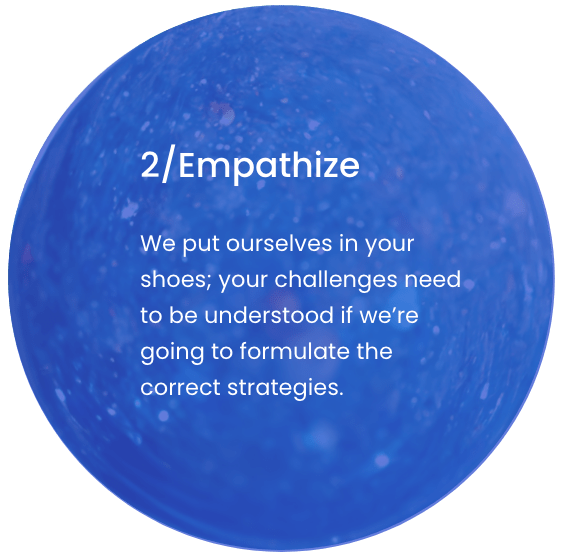a blue sphere with the MK Way customer value 2