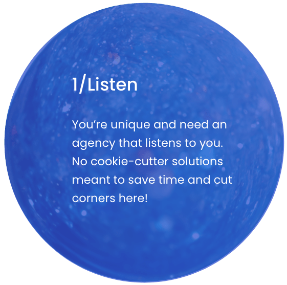 a blue sphere with the MK Way customer value 1